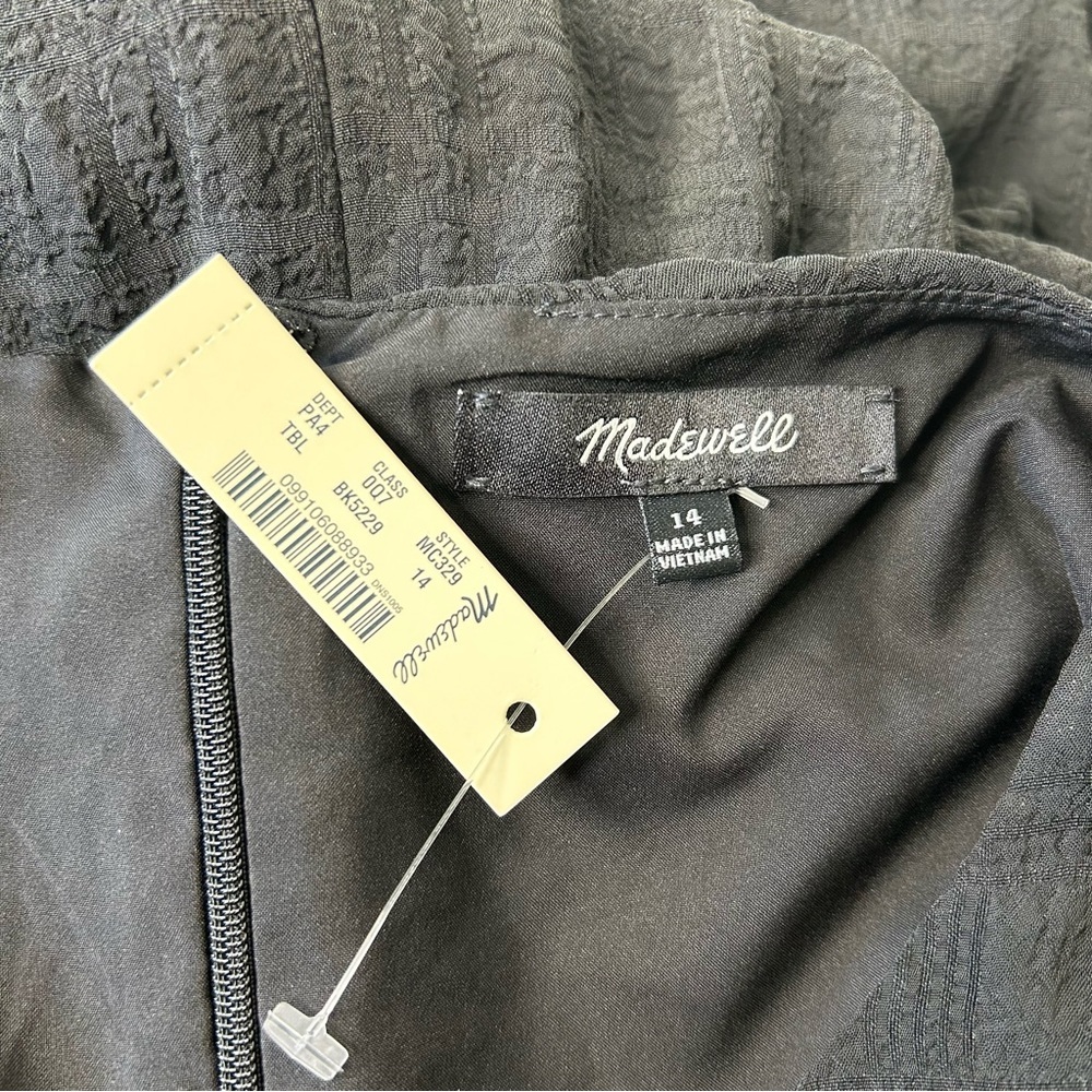 MADEWELL Size 14 NWT Black Puff Sleeve Ruffle Hem Tiered Mini Dress‎ - Picture 8 of 11